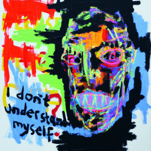 I don't understand myself_Acrylic and oil stick_55x50cm_2023_Max Nerurkar
